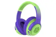 Moki Mixi Kids Volume Limited Wireless Bluetooth 3.5mm Headphones Green Purple