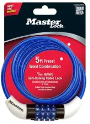 (6) PACK MASTER LOCK 8152ASTWD BIKE LOCK COMBINATION LOCKS ASSORTED COLORS