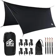 Pro Venture [12 FT Hex Waterproof Hammock RAIN Fly - Portable Large Rain Tarp - Premium Lightweight Ripstop Nylon - Fast Set Up - Hammock Camping Essential! 12FT x 9FT HEX Shape