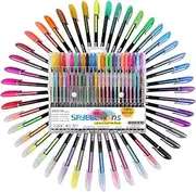 SAYEEC Colour Gel Ink Pens Set 48 Pack Glitter Gel Pens Art Metallic Markers Pastel Neon Colouring Pens for Adult Coloring Books Drawing Doodling Journaling, 12 Metallic 12 Glitter 12 Neon 12 Pastel