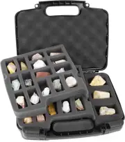 CASEMATIX Rock Collection Travel Case - 30 Slot Rock Collection Box with Two Pre