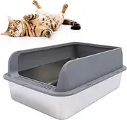 Stainless Steel Litter Box, Open Top Cat Litter Tray with Scoop, High Sided Cat Litter Pan, Large Metal Cat Litter Box, Easy to Clean (Extra Large Size)