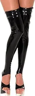 [MCWJ] Long Latex Thigh High Stockings with Rivets and Open Feet Rubber Stocking