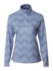 JRB Stretch Base Layer 1/4 Zip Micro Fleece Top Blue Denim Zig Zag Spot M, XL