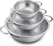 CIVPOWER Colander Set of 3, Stainless Steel Micro-Perforated Colanders Strainers for Draining Rinsing Washing, Ideal for Pasta Vegetables Fruits, Heavy Duty & Dishwasher Safe - 1/3/5 Quart