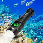5000 Lumen Dive Light Scuba Diving Flashlight Dive Torch Rechargeable, 3 Modes