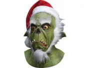 Santa Monster Mask Christmas Hat Evil Halloween Green Haunted House Costume Prop
