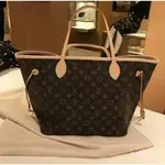 LV NEVERFULL MM M40995 中款 子母袋 購物包 牛奶包 媽媽包 LV 傳統花紋*米色