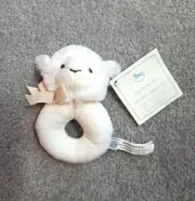Pottery Barn Kids White Lamb Plush Baby Toy Ring Rattle