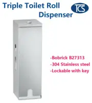Cheap New Bobrick B27313 Triple Toilet Roll Dispenser Holder Lockable - Silver