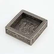 Veronese Design 4" x 4" Odin Well of Knowledge Tray with Metal Ashtray Attachment Cold Cast Bronzed Resin Sculpture Nordic Viking Square Candle Holder