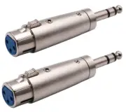 2 PCS XLR 3-Pin Female to 6.35mm 1/4" Stereo Male Mic Microphone Audio Adapter