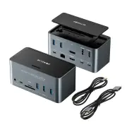 BlitzWolf® BW-TH13 18-in-1 USB C Docking Station with M.2 SSD Enclosure Quadruple Display SD/TF Card Slot RJ45 Ethernet