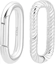 Beebeecraft 2 Styles Oval Spring Clasp 925 Sterling Silver Carabiner Clips O-Shaped Gate Snap Buckles for DIY Necklace Bracelet Jewelry Findings