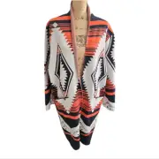 OLIVER O Orange Aztec Medium Weight Sweater Cardigan Duster Plus Size 3X New