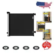 Versatile Retractable Baby Gate - 33" Tall, Extends Up to 55" Wide (Black)