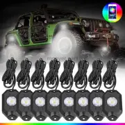 8Pod RGB Rock Lights Kit BlueTooths Underglow Offroad 6x Led Chips Neon Lamp UTV