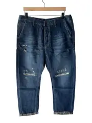 Man X One Teaspoon Size 34R Mr. Browns Linen Blend Cropped Jeans Indigo - New