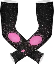[Yoogain] UV Protection Arm Sleeves UV Protection Gothic Pink Planet Astrology Arm Sleeves for Volleyball, Basketball, Cycling High Elasticity cubre brazos, Gothic Pink Planet Astrology