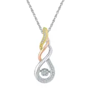 10k Tri-Tone Gold Round Diamond Fashion Pendant 1/8 Cttw