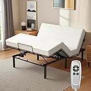 Donext Adjustable Bed Base, Zero-Clearance Queen Bed Frame, Independent Head and Foot Incline, Detachable Bed Foot, Dual USB & Typ-C, Quiet Motor, Electric Bed Base