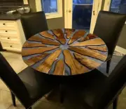Natural Epoxy Resin Coffee Table Top, Epoxy Round Center Table Cyber Monday Sale