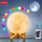 Dimmable 3D Lunar Moon Lamp Moonlight LED Night Light Touch Pat Remote Christmas