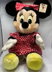 Vintage Walt Disney World Disneyland Minnie Mouse Plush 22” With Tags