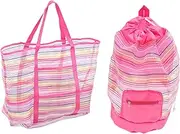 Kisangel Organize Your Beach Toys Pcs Mesh Storage Bags Lightweight and Breathable Beach Bag Backpack