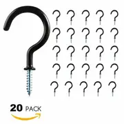 1 Inch Black 20 PCS PVC Coated Metal Screw In Cup Hooks Ring Plant Jewelry Hanger Holder Tool
