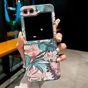Beautiful Flower Matte Phone Case for Samsung Z Fold5 Fold 4 3 Galaxy Z Flip5 Z Flip 5 4 3 Shockproof Lens Slim Floral Cover,White HH,for Samsung Z Fold5