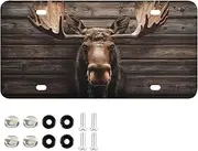 ZRYSMY License Plate Moose Head Retro Aluminum Decorative Car Front Metal Plate 6 × 12 in