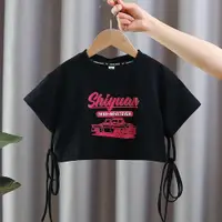 在飛比找ETMall東森購物網優惠-女童短款個性T恤夏季2023韓版時髦兒童潮范中大童裝舞蹈體恤