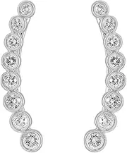 [Dazzlingrock Collection] 0.60 Carat (ctw) 10K Gold Round White Diamond Ladies Journey Curved Climber Earrings