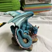 Myths & Legends Blue Dragon... Hand Painted 3 1/2"