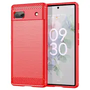 MCC Slim Google Pixel 6a 5G Shockproof Soft Carbon Case Cover Skin [Red]