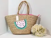 MUD PIE Straw Icon Tote Watermelon - # 8613355P