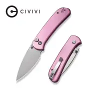 CIVIVI C22030E-5 Qubit Folding Knife, Button Lock, Pink Aluminium