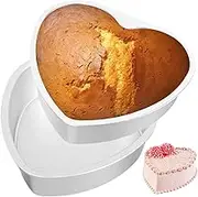 2Pcs Heart Shaped Cake Pan 6 Inch Aluminium Alloy Heart Shaped Cake Tin Washable Reusable Non-Stick Baking Mold for Home, Bakery