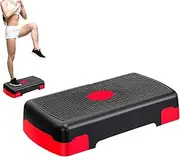 Exercise Step - Adjustable Height Aerobic Stepper Step Trainer, Portable Exercise Aerobic Stepper | Fitness Transformation Step Board With 3 Risers, Cardio Strength and Training Exerciser For Home, Gy