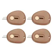 4 Pcs Mini Box Cutters Retractable, Small Utility Knife Letter Opener, Brown
