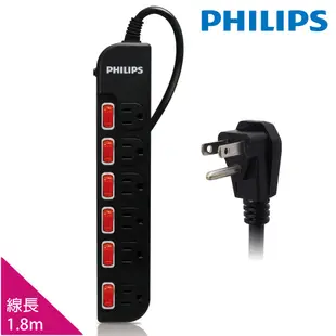 【飛利浦】PHILIPS 飛利浦 電源插座 延長線 過載防護型 台灣製造 公司貨 多孔插座延長線【最新安規檢驗合格】