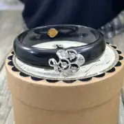 Adorned Crown Artisan Assemblage black lucite bangle bracelet with rhinestones