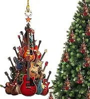 Rockin Around The Christmas Tree Ornament, Guitar Ornaments for Christmas Tree, Acrylic Guitar Christmas Ornaments, Guitar Ornaments for Music Enthusiasts