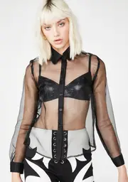 Sheer Fantasy Button-Up Top