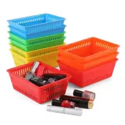 10 Pack Mini Storage Baskets Bins, Plastic Organizer Basket, Colorful Shelf a...