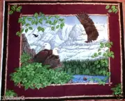 EAGLE FABRIC PANEL PATRIOTIC QUILT TOP WALLHANGING EAGLE OVERLOOK NEW! BTP