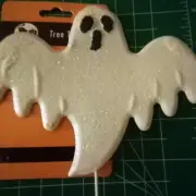 Halloween Tree Topper White Glitter Ghost