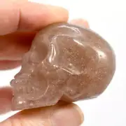 2in Strawberry Quartz Carved Crystal Skull Tanzurine Red Aventurine