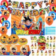 Sztxj A-Anime Dragon Balls Super Saiyan Latex Happy Birthday Balloon with Banner Cake Topper Balloon Set Set